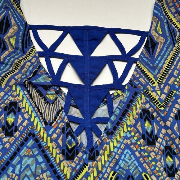 Cato Plus Size Geometric Shirt Blouse Blue Green Colorful Plus 22/24W - Picture 6 of 6